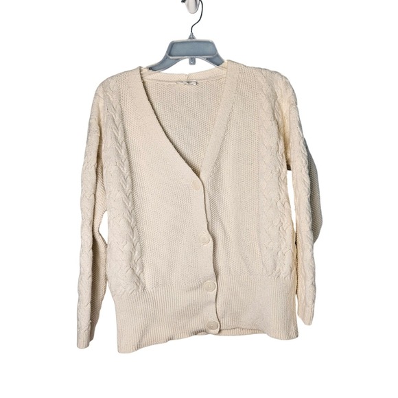 Haven Well Within Sweaters - Haven Well Within Cream Cable Knit‎ Sleeves Chunky Button Cardigan Womens Large